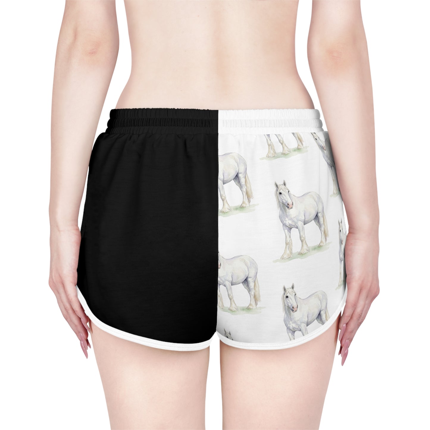 Horse Black & White Relaxed Shorts