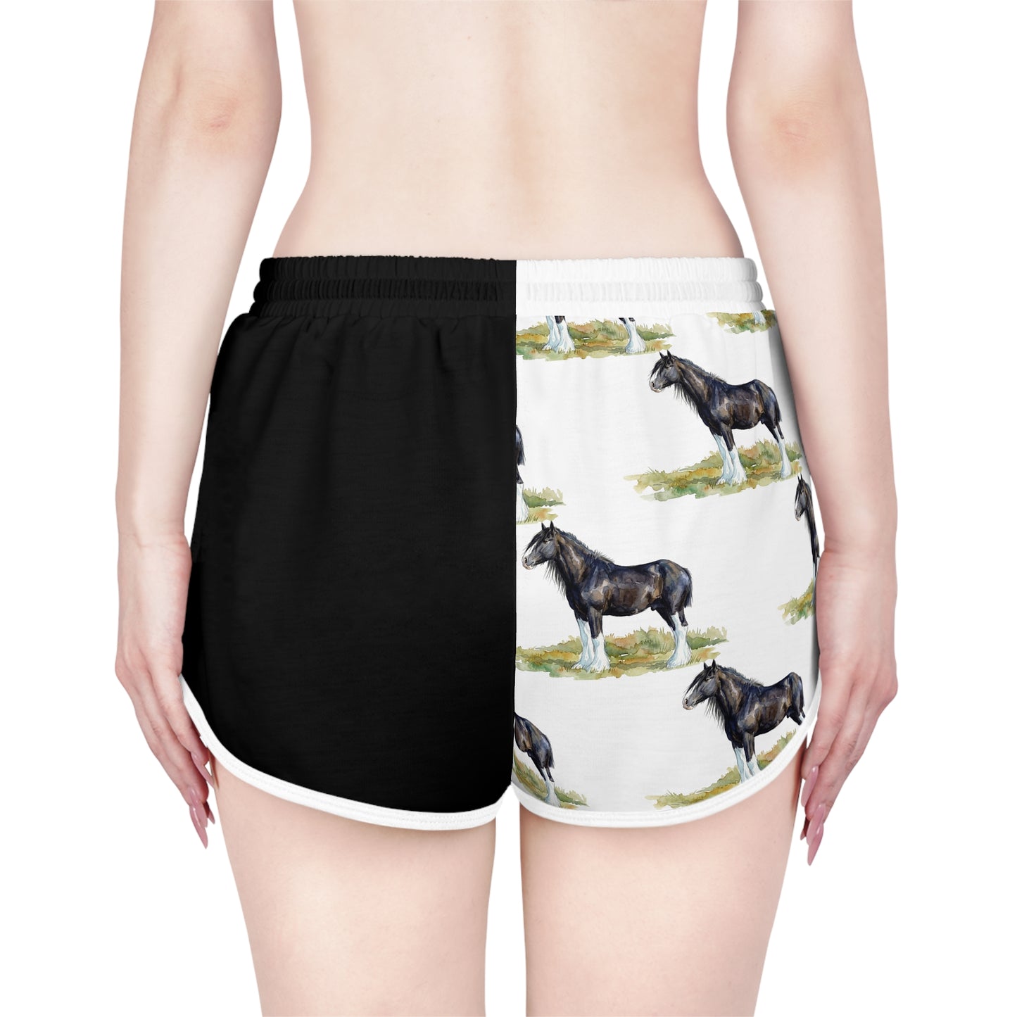 Horse Black & White Relaxed Shorts