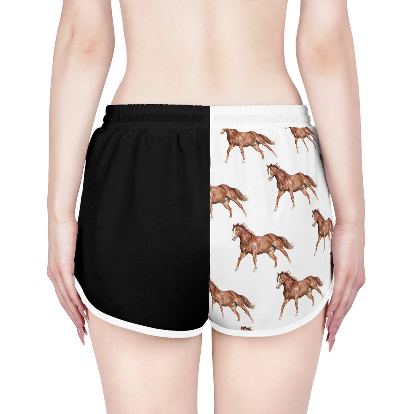 Horse Black & White Relaxed Shorts