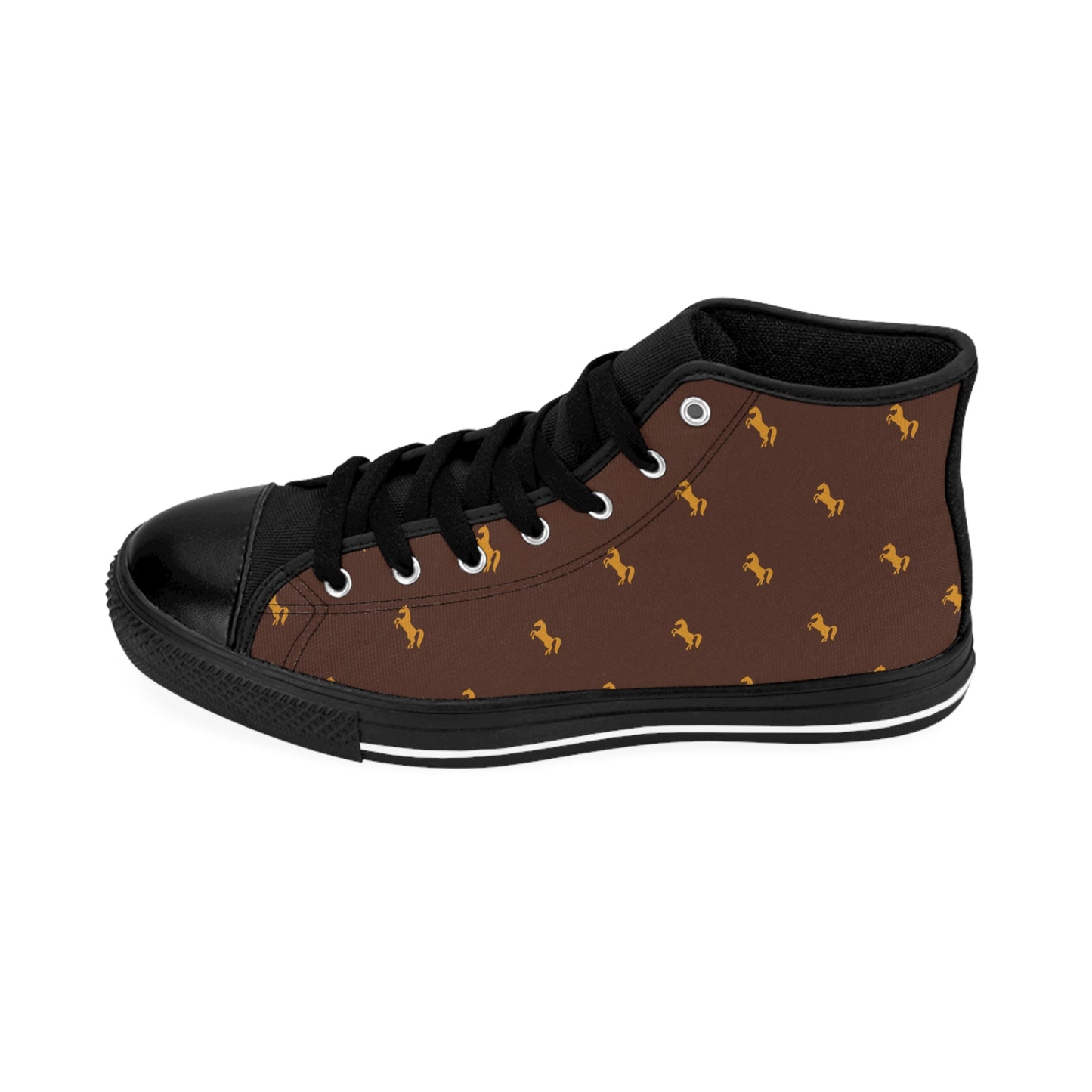 Brown Polo Pony High-Top Sneakers — Women's Classic Canvas Shoes
