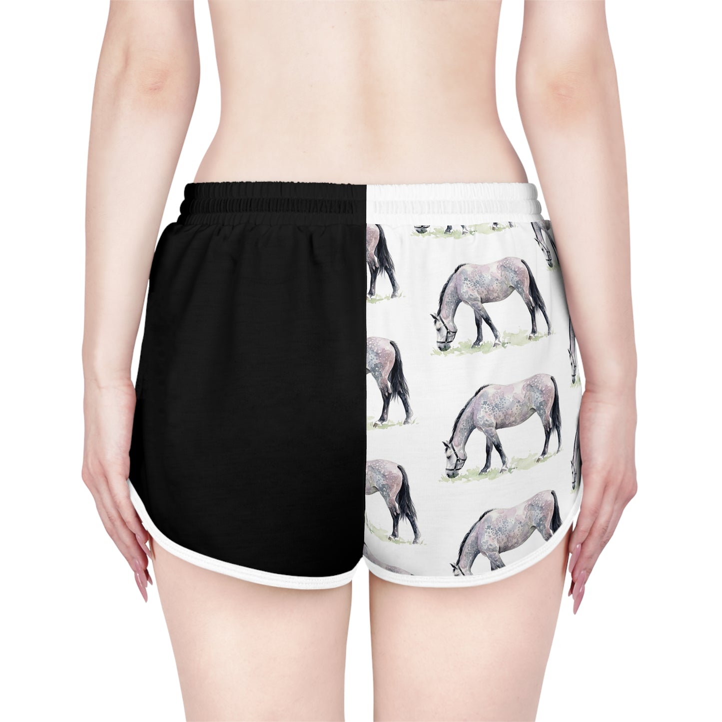 Horse Black & White Relaxed Shorts