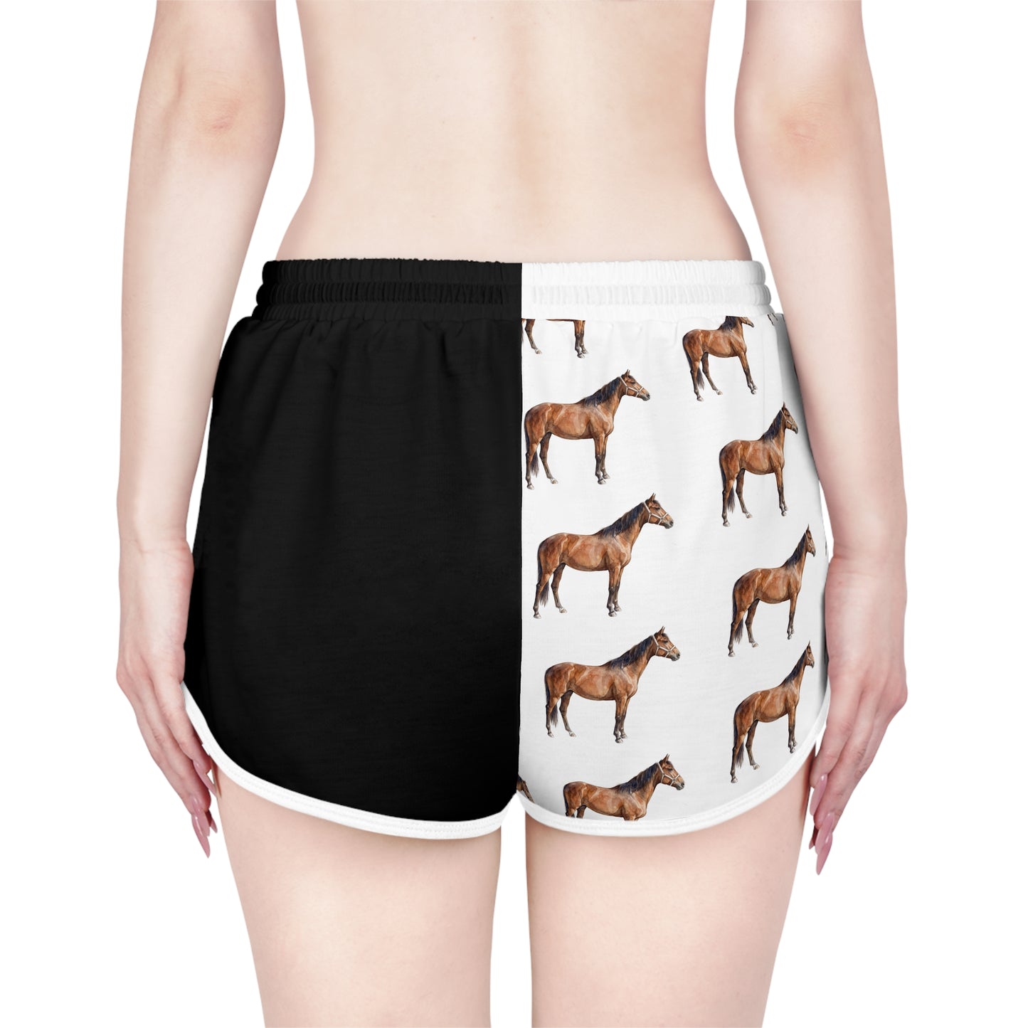 Horse Black & White Relaxed Shorts
