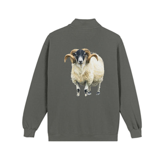 Quarter-Zip Sweatshirt — Pastel Sheep Graphic Cozy Pullover