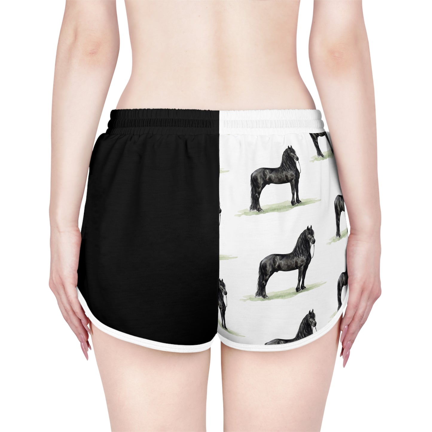 Horse Black & White Relaxed Shorts