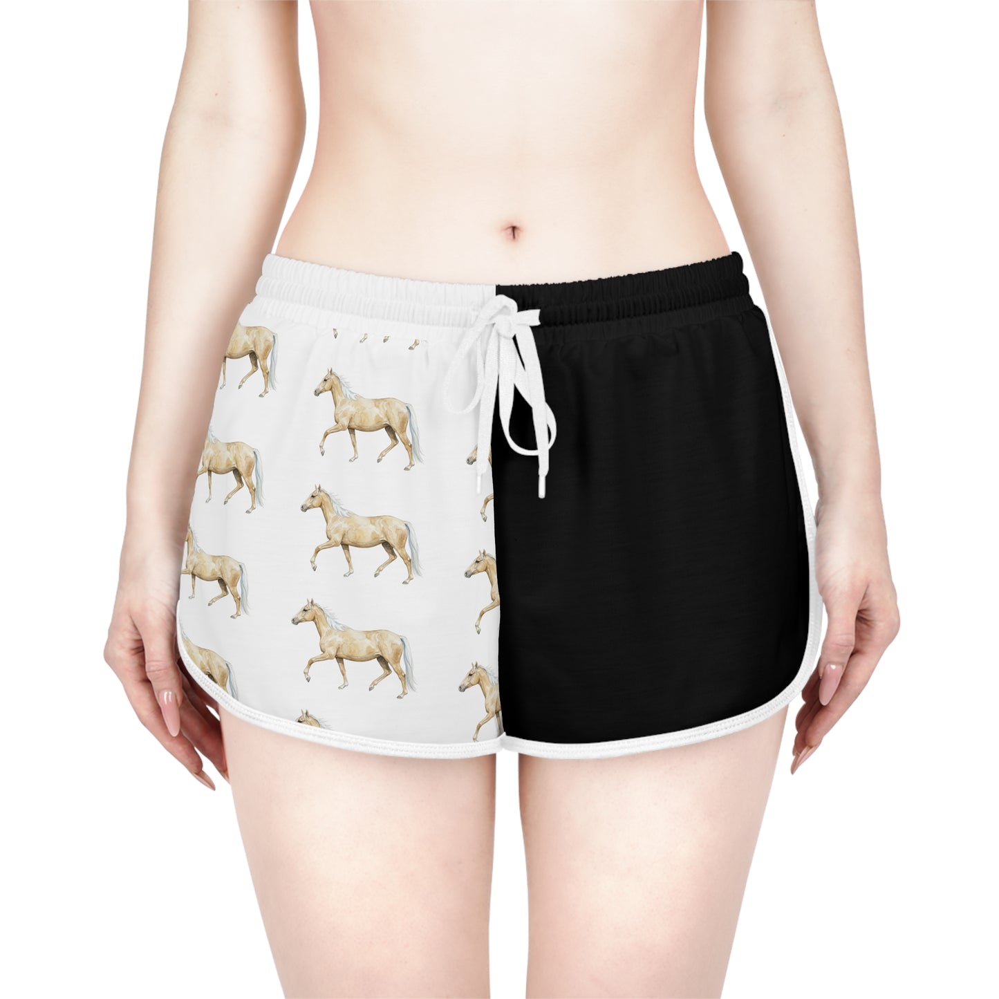 Horse Black & White Relaxed Shorts