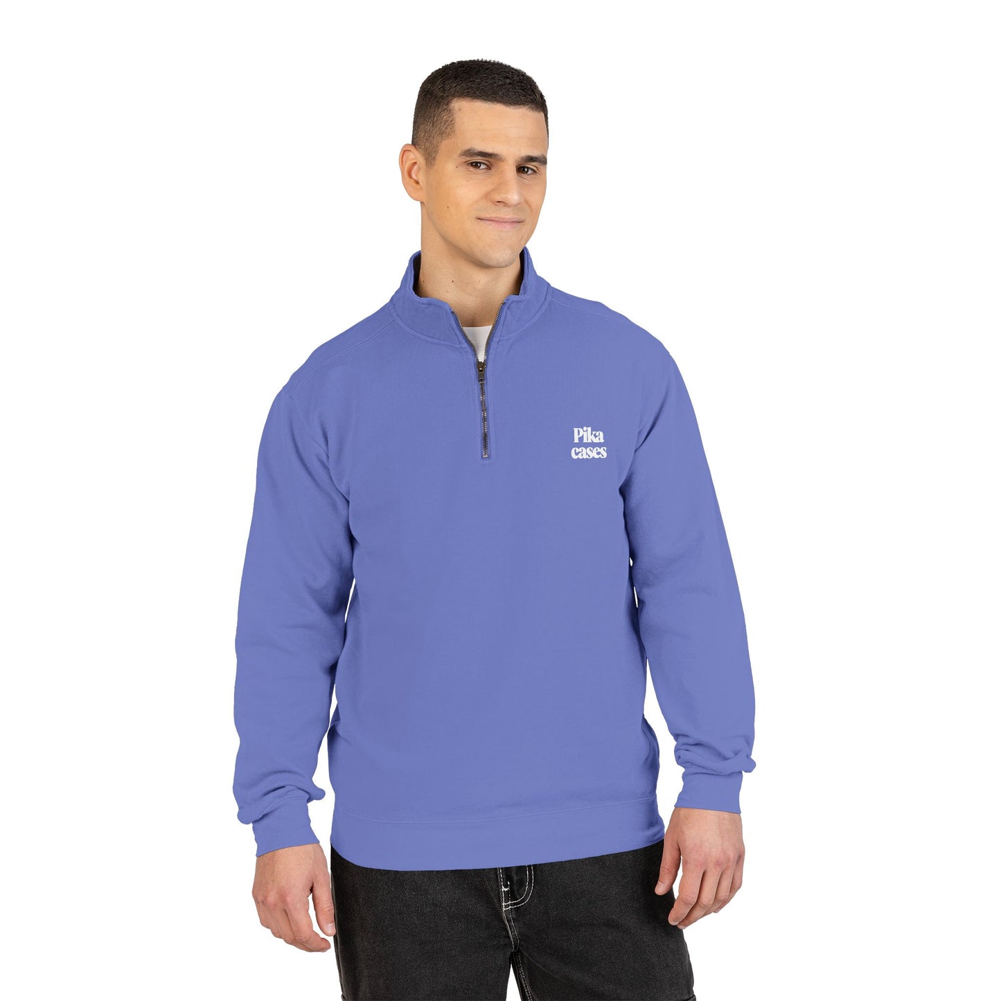 Quarter-Zip Sweatshirt — Pastel Sheep Graphic Cozy Pullover