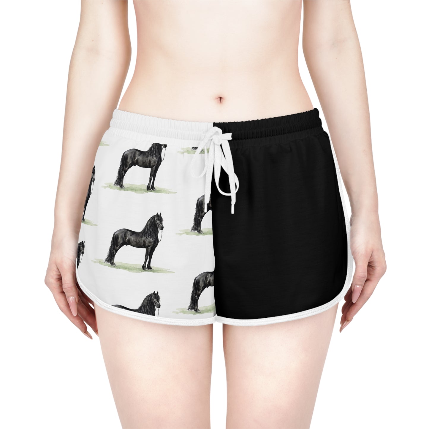 Horse Black & White Relaxed Shorts