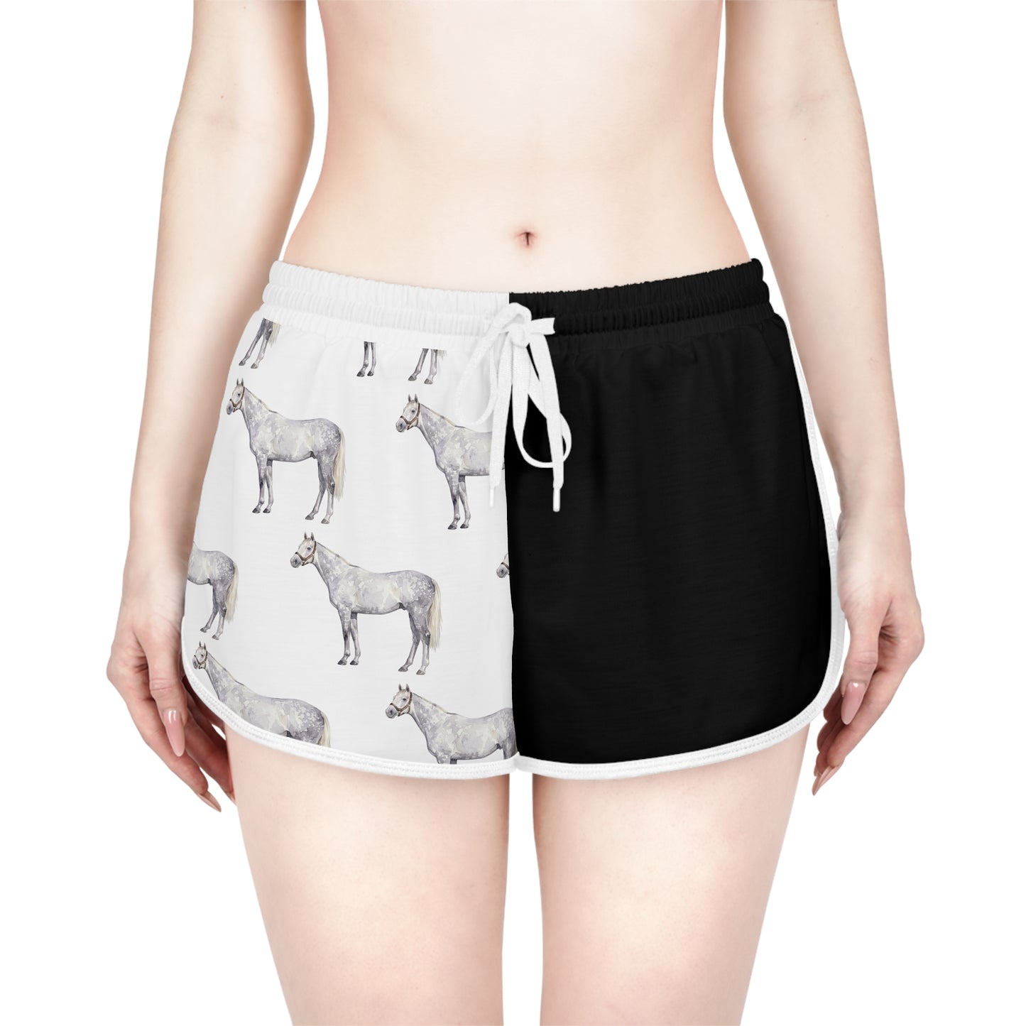 Horse Black & White Relaxed Shorts