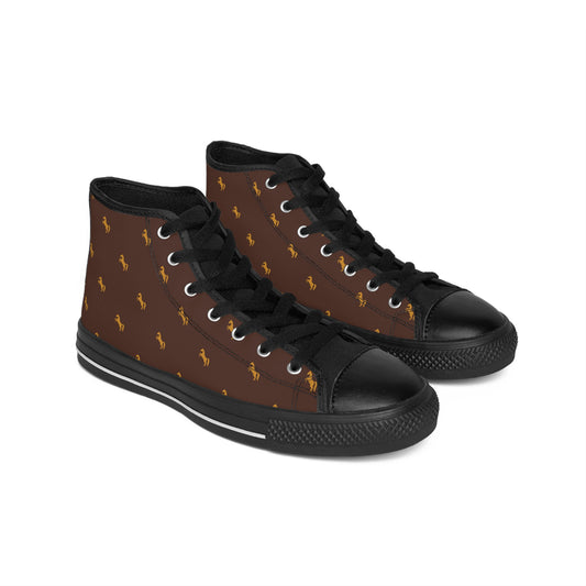 Brown Polo Pony High-Top Sneakers — Women's Classic Canvas Shoes