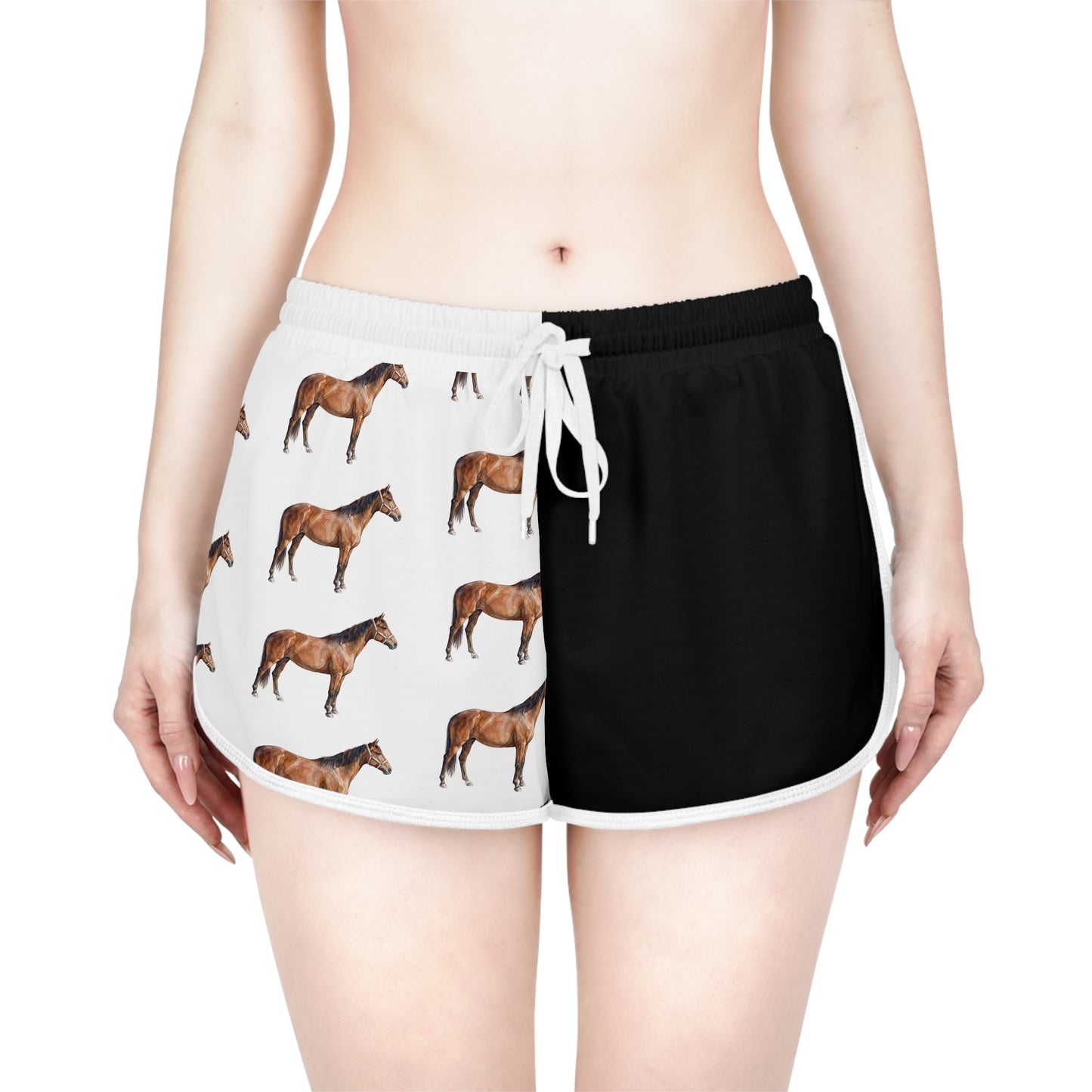 Horse Black & White Relaxed Shorts