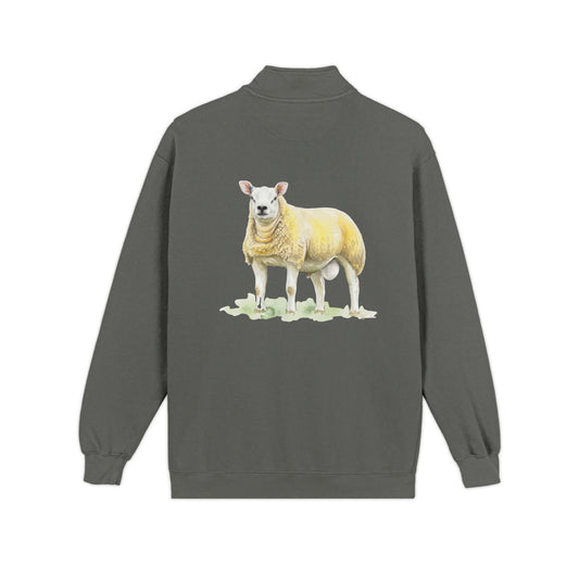 Quarter-Zip Sweatshirt — Pastel Sheep Graphic Cozy Pullover