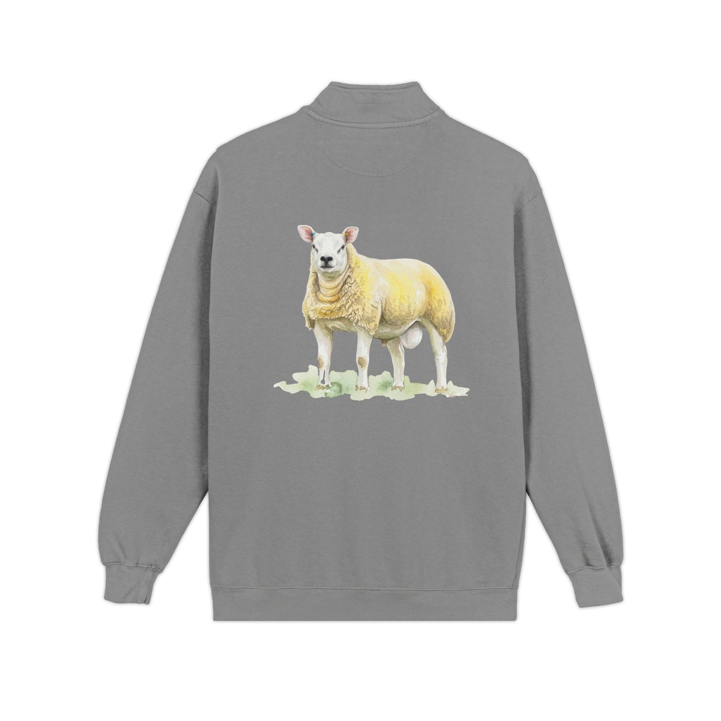 Quarter-Zip Sweatshirt — Pastel Sheep Graphic Cozy Pullover