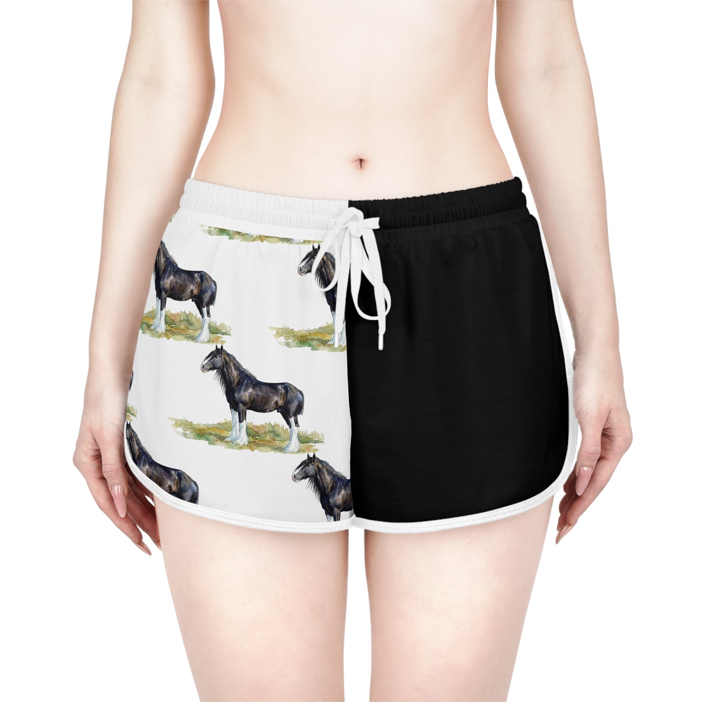 Horse Black & White Relaxed Shorts