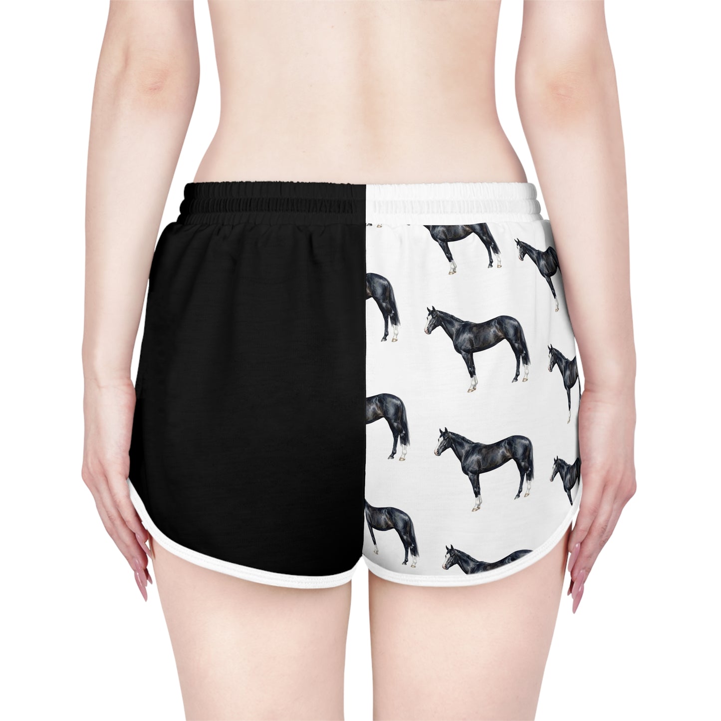 Horse Black & White Relaxed Shorts