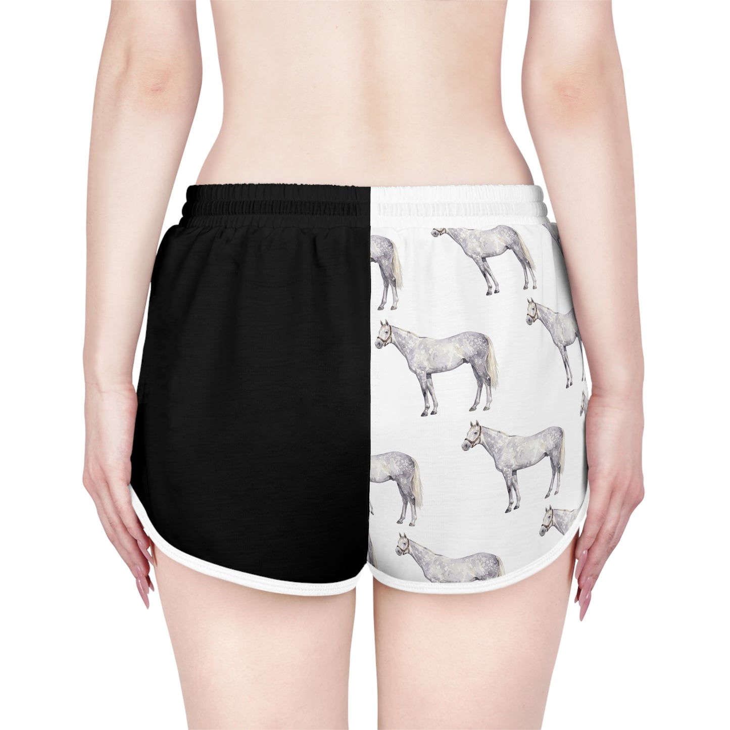 Horse Black & White Relaxed Shorts