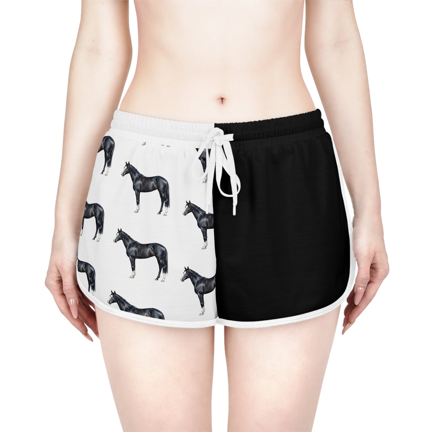 Horse Black & White Relaxed Shorts