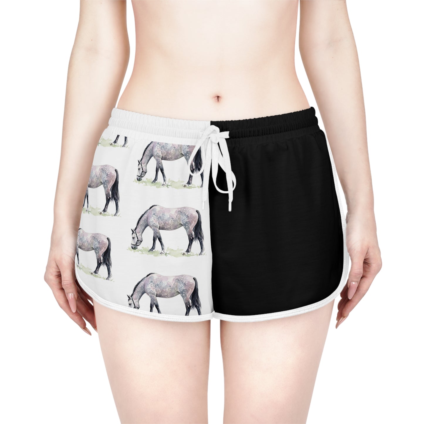 Horse Black & White Relaxed Shorts