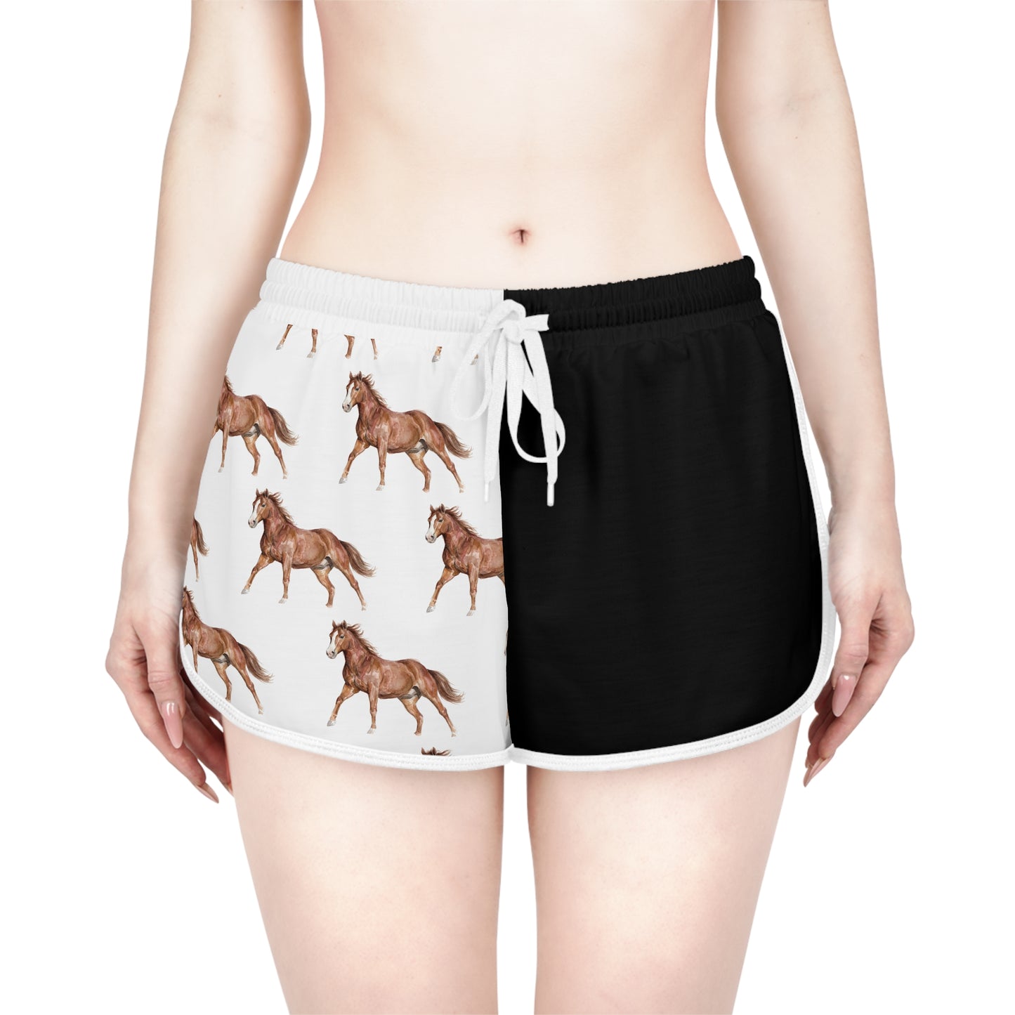 Horse Black & White Relaxed Shorts