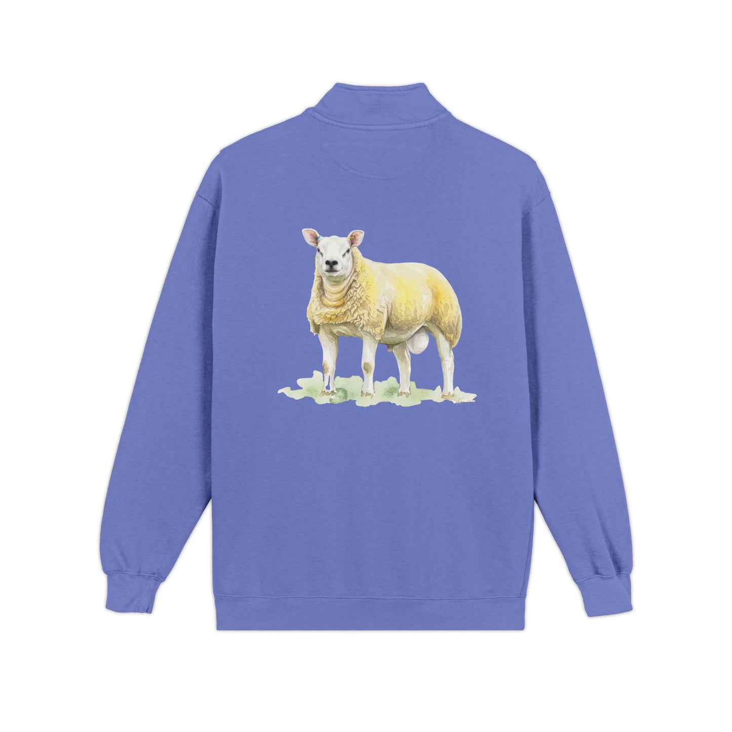 Quarter-Zip Sweatshirt — Pastel Sheep Graphic Cozy Pullover