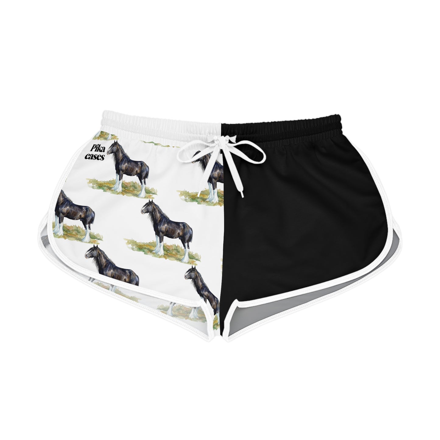 Horse Black & White Relaxed Shorts