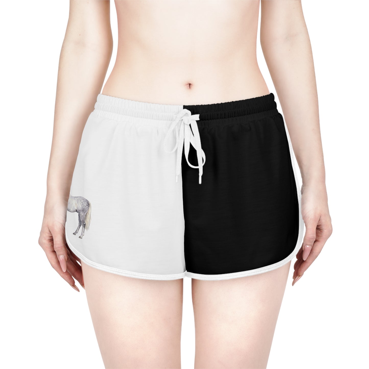 Horse Black & White Relaxed Shorts