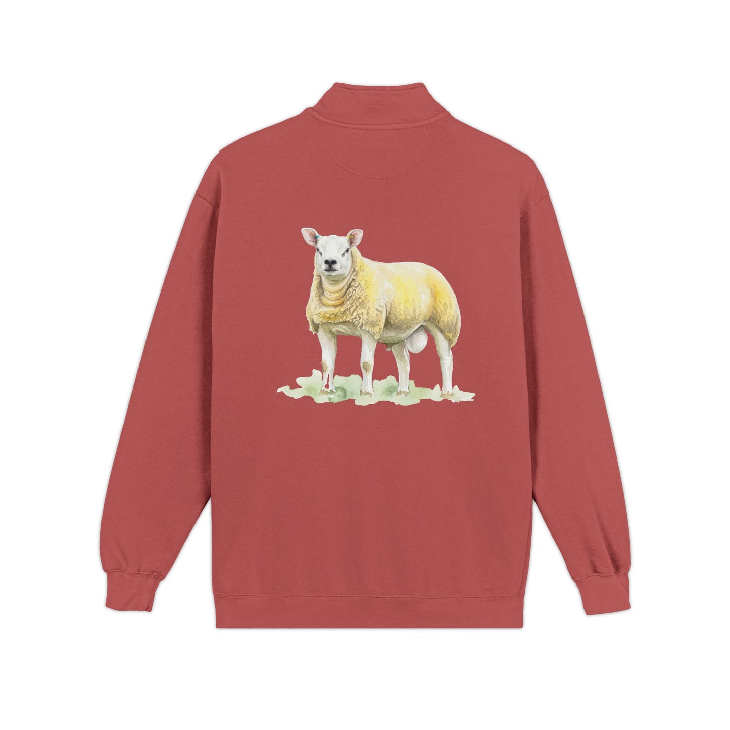 Quarter-Zip Sweatshirt — Pastel Sheep Graphic Cozy Pullover